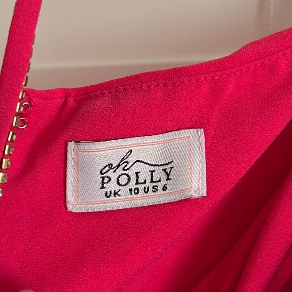 Oh Polly Regina rhinestone Halter Mini Dress l Pink Bodycon Party Size 6 - Picture 5 of 6